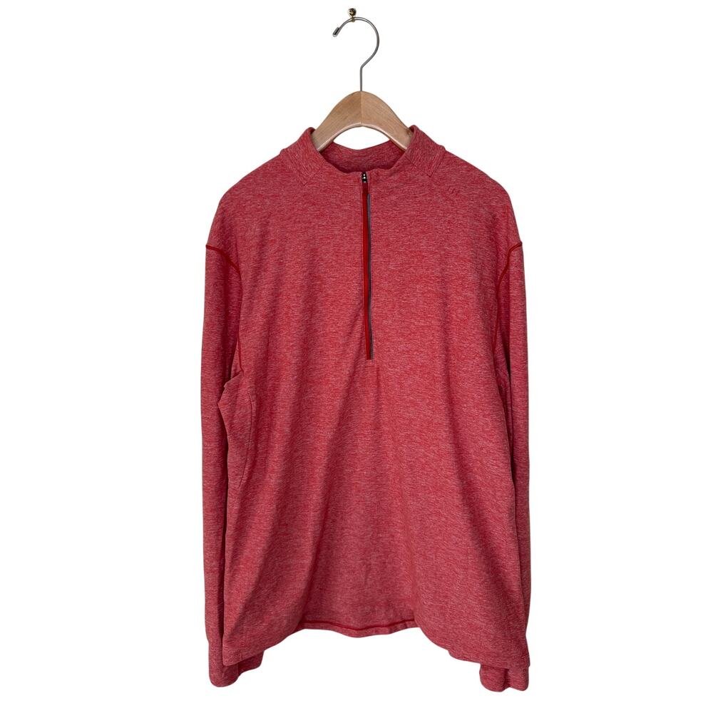 Lululemon Men's Surge Warm 1/2 Zip Heathered Red Orange Style M3AN8S Size Large
